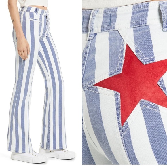 New Free People Firecracker Stripe Flare Pants Size 25 - Picture 5 of 5